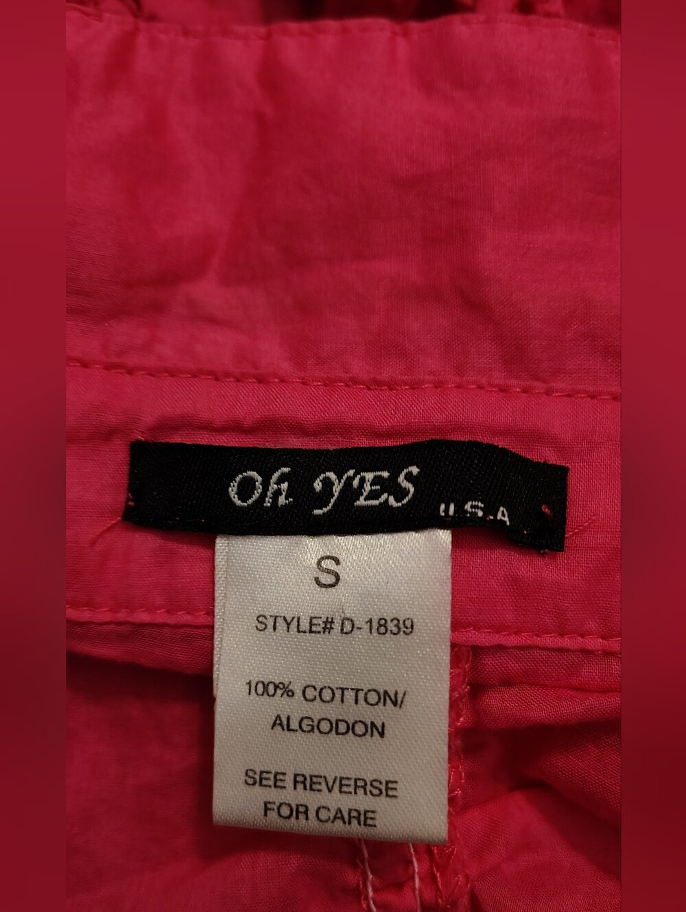 Bright Pink Women's Button-Front Ruffled Top - Picture 5 of 5